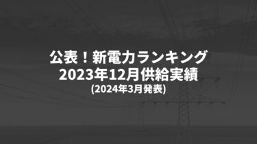 公表！新電力ランキング(2023年12月供給実績)